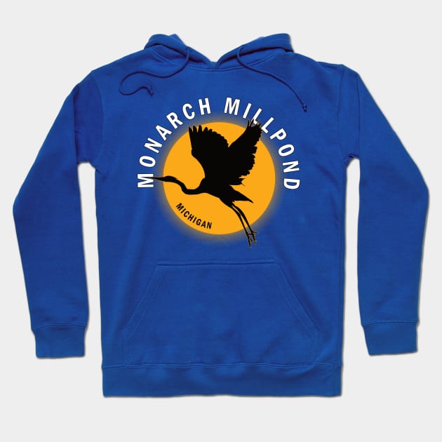 Monarch Millpond in Michigan Heron Sunrise Hoodie by BirdsEyeWorks